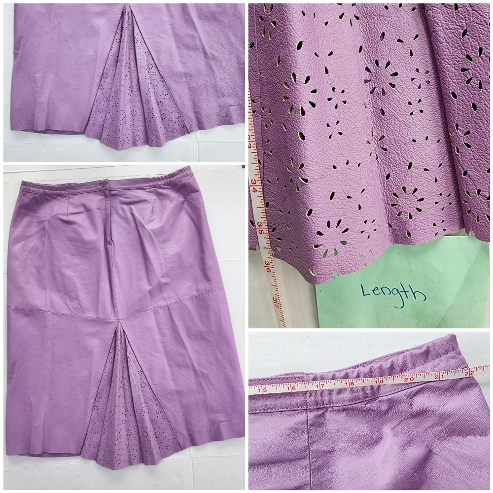 Leather Jacket Roaman’s Leather Lilac Eyelet Blazer & Box Pleated Maxi Skirt Set - Picture 15 of 15